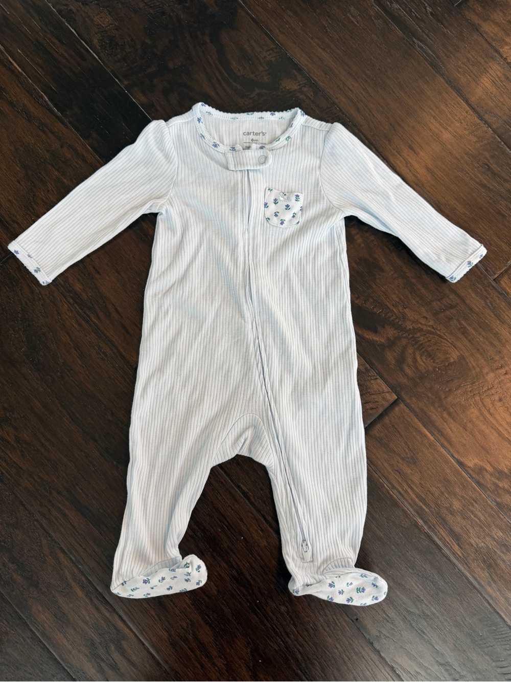 Carter's ribbed floral blue Footed Pajamas